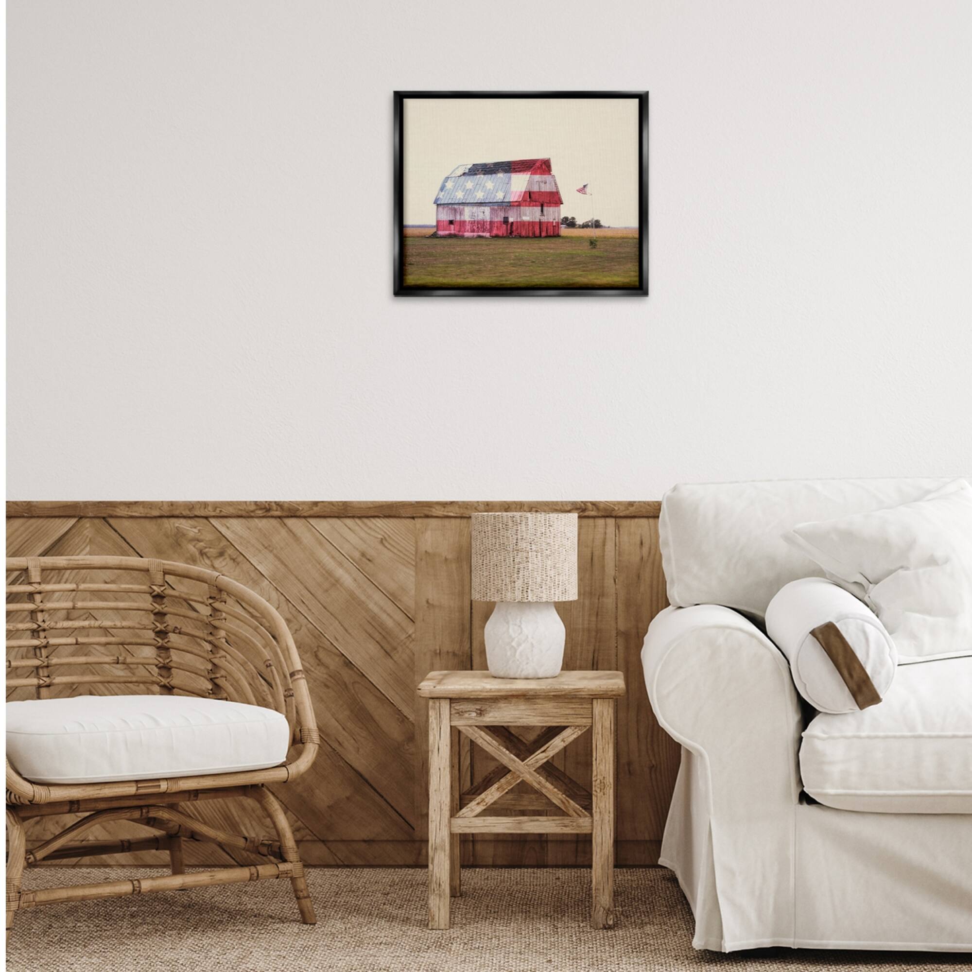 Stupell Industries Americana Farmhouse Barn Floater Framed Art